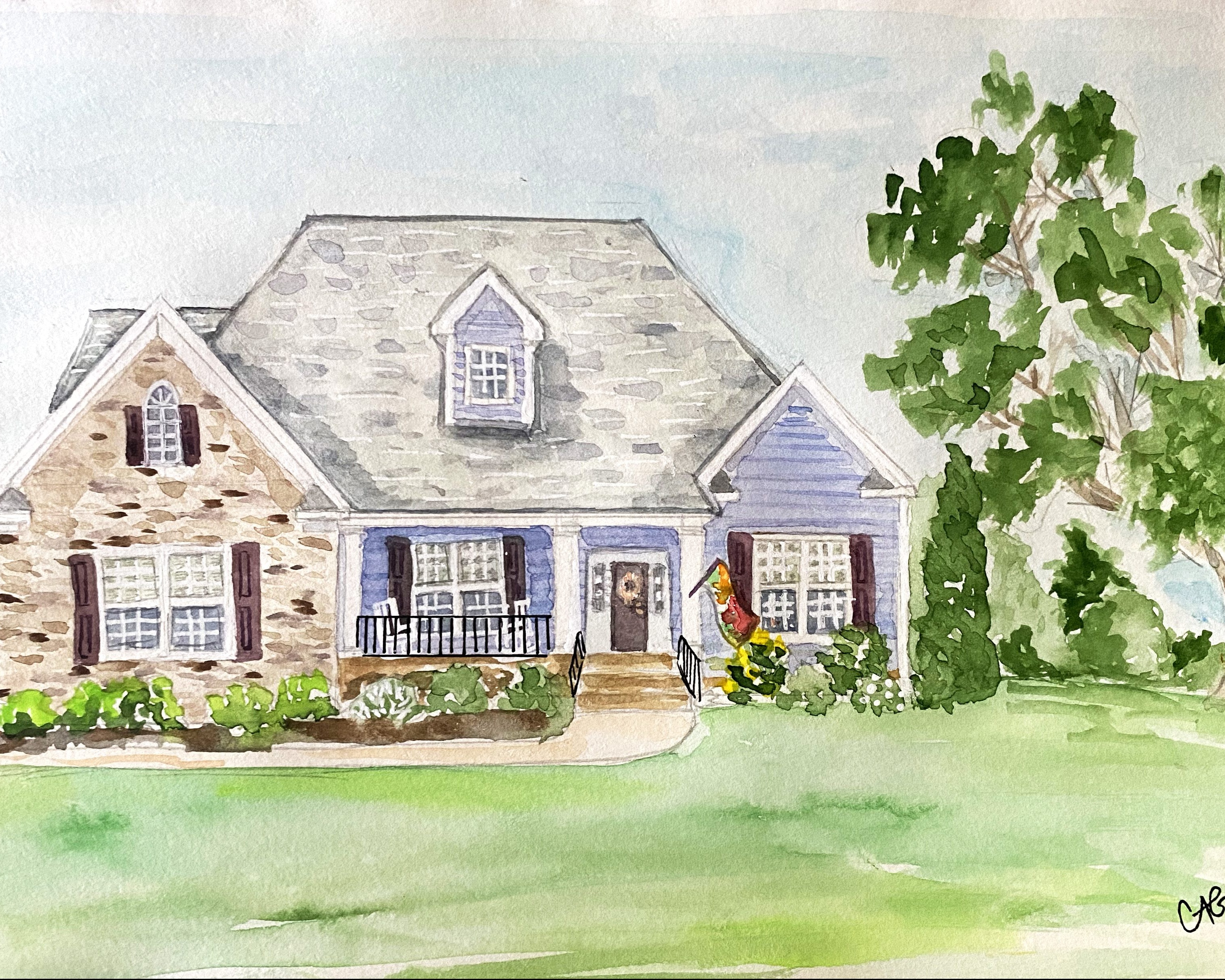 Watercolor Sketch of Neighborhood House