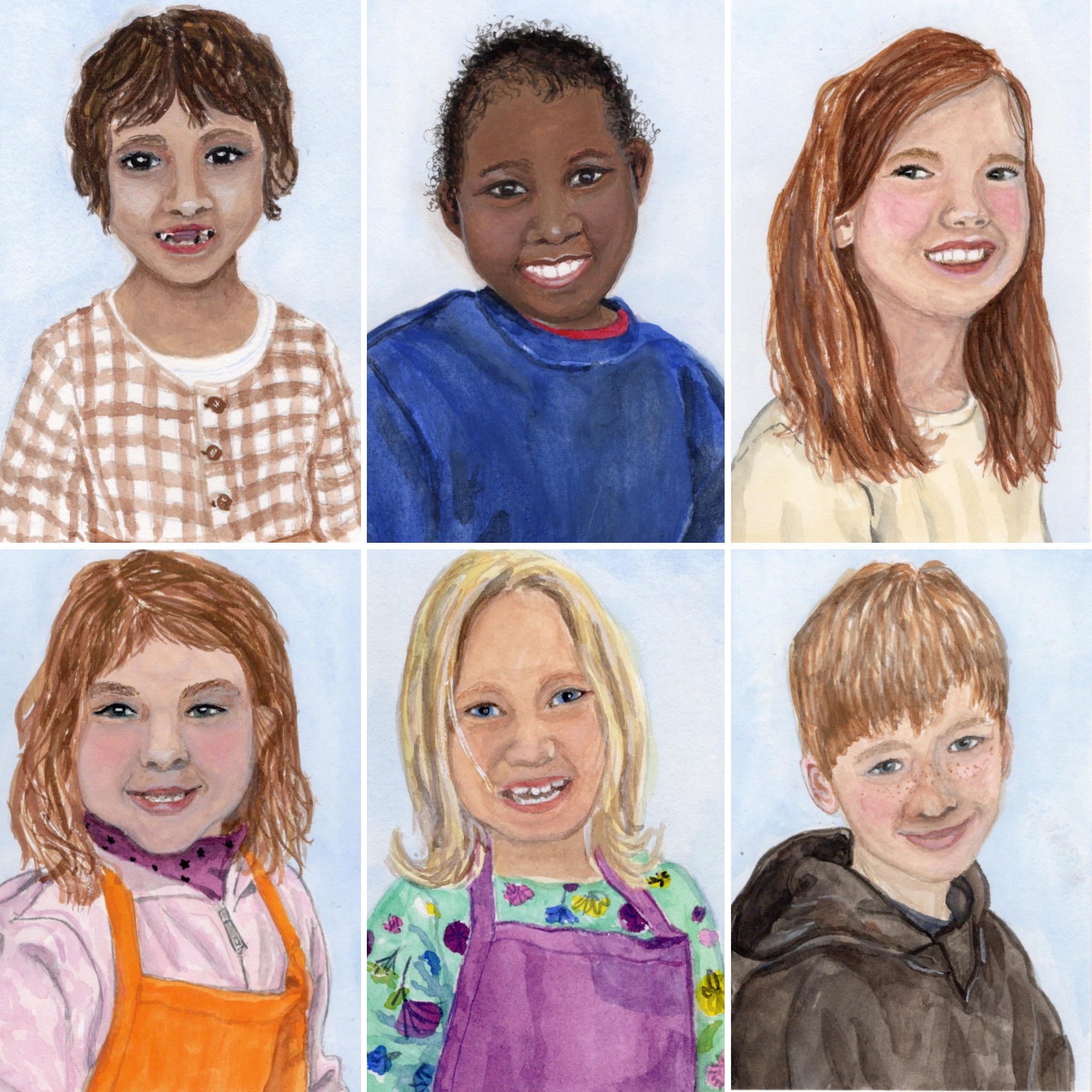 Portraits of children for Connor's Heroes Art Ball 2023