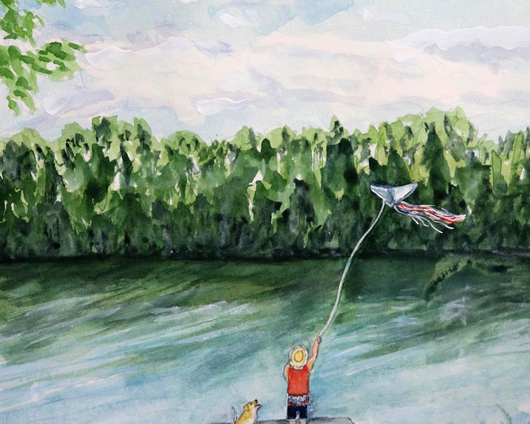 Portrait of man flying kite at lake