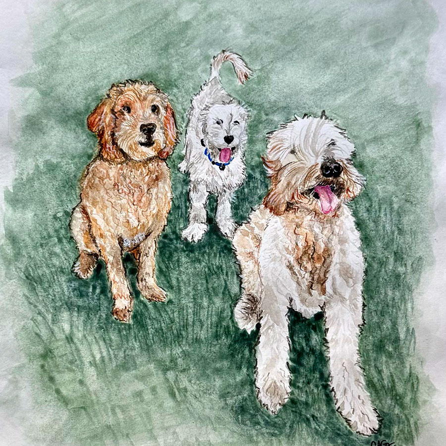 Three Dogs Painting