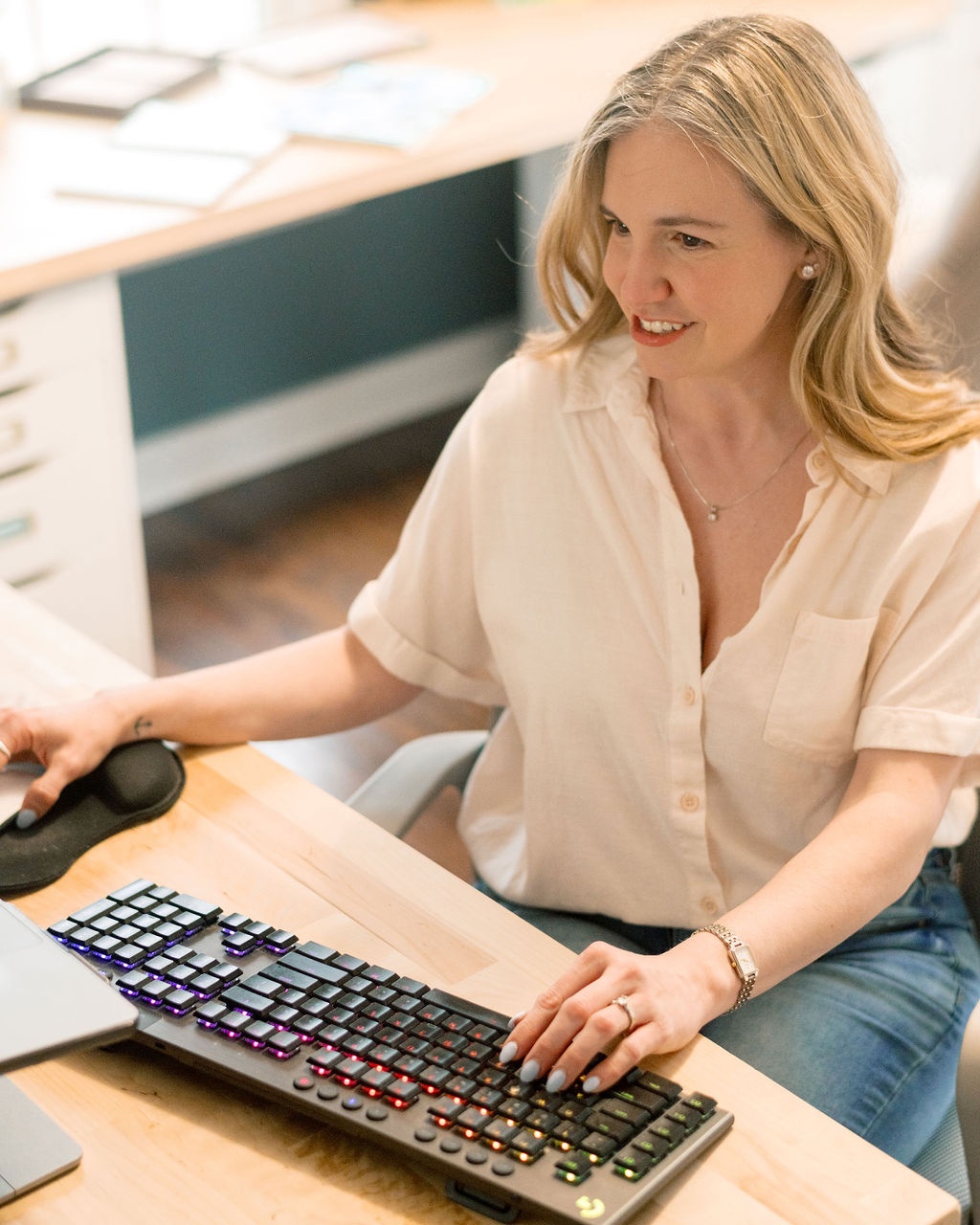 Alex working at desk